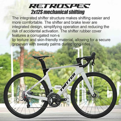 Cheap Mechanical Shifting Carbon Road Disc Bike 700*28C RS-24S Hydraulic Brake Racing Bicycle With Carbon 3K Handlebar For Sale