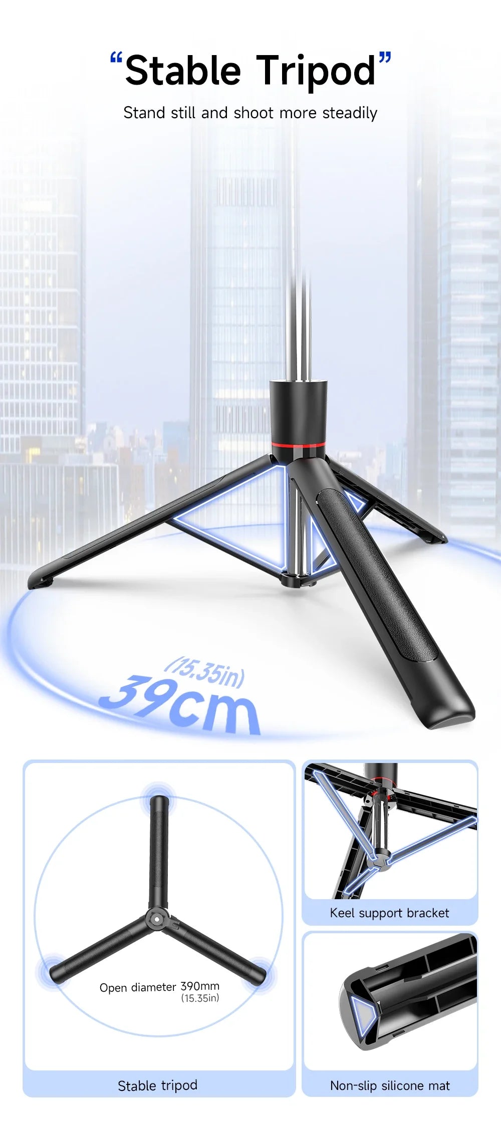 BSLIUFANG 2025 new 1.7M 360° rotation selfie stick tripod foldable stand with Wireless Bluetooth remote control for phone camera