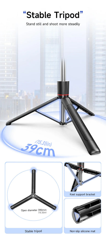 BSLIUFANG 2025 new 1.7M 360° rotation selfie stick tripod foldable stand with Wireless Bluetooth remote control for phone camera
