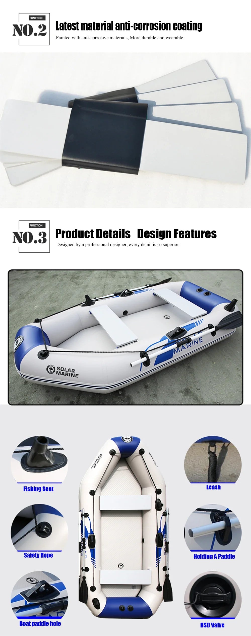 Inflatable Kayak Fishing Boat with Slats Bottom – PVC, 1–6 Persons (1.75–3.3m)