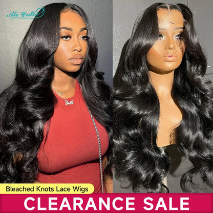 Ali Grace Hair Bleached Knots Body Wave 13x4 Lace Front Human Hair Wigs For Women Pre Plucked Hairline Body Wave Full Lace Wigs