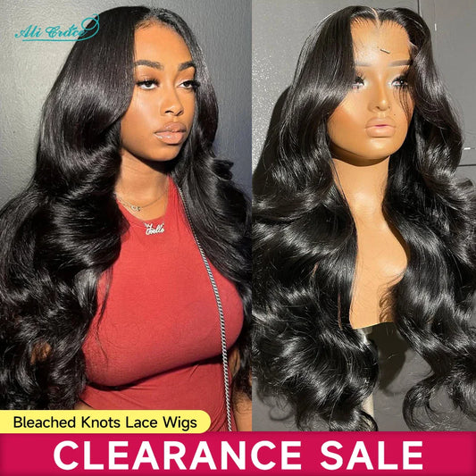 Ali Grace Hair Bleached Knots Body Wave 13x4 Lace Front Human Hair Wigs For Women Pre Plucked Hairline Body Wave Full Lace Wigs