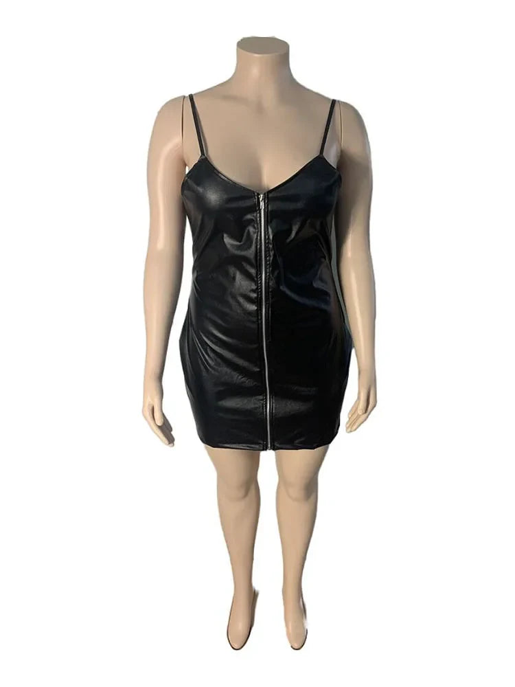 Plus Size Dresses 5xl Woman Clothing Plus Leather Bodycon Dress Pu Clubwear Sling Sexy Short Dress Wholesale Bulk Dropshipping