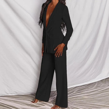 Hot Selling Professional Suit Set Solid Color Healthy Fabric 2024 Spring and Autumn New Women's Fit Suit Two-piece Set