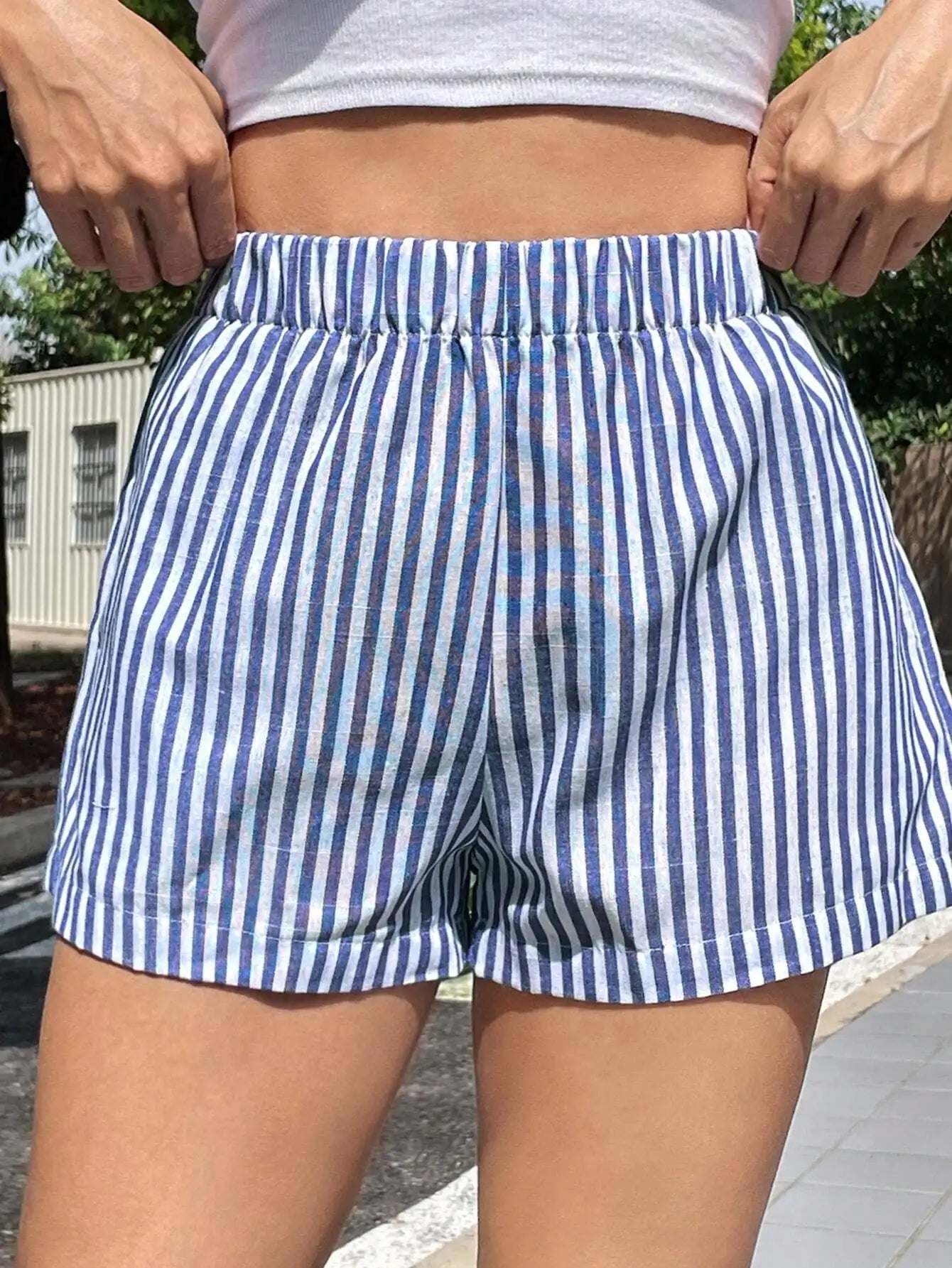 Striped Casual Mid-Waist Wide-Leg Beach Summer Women's Shorts