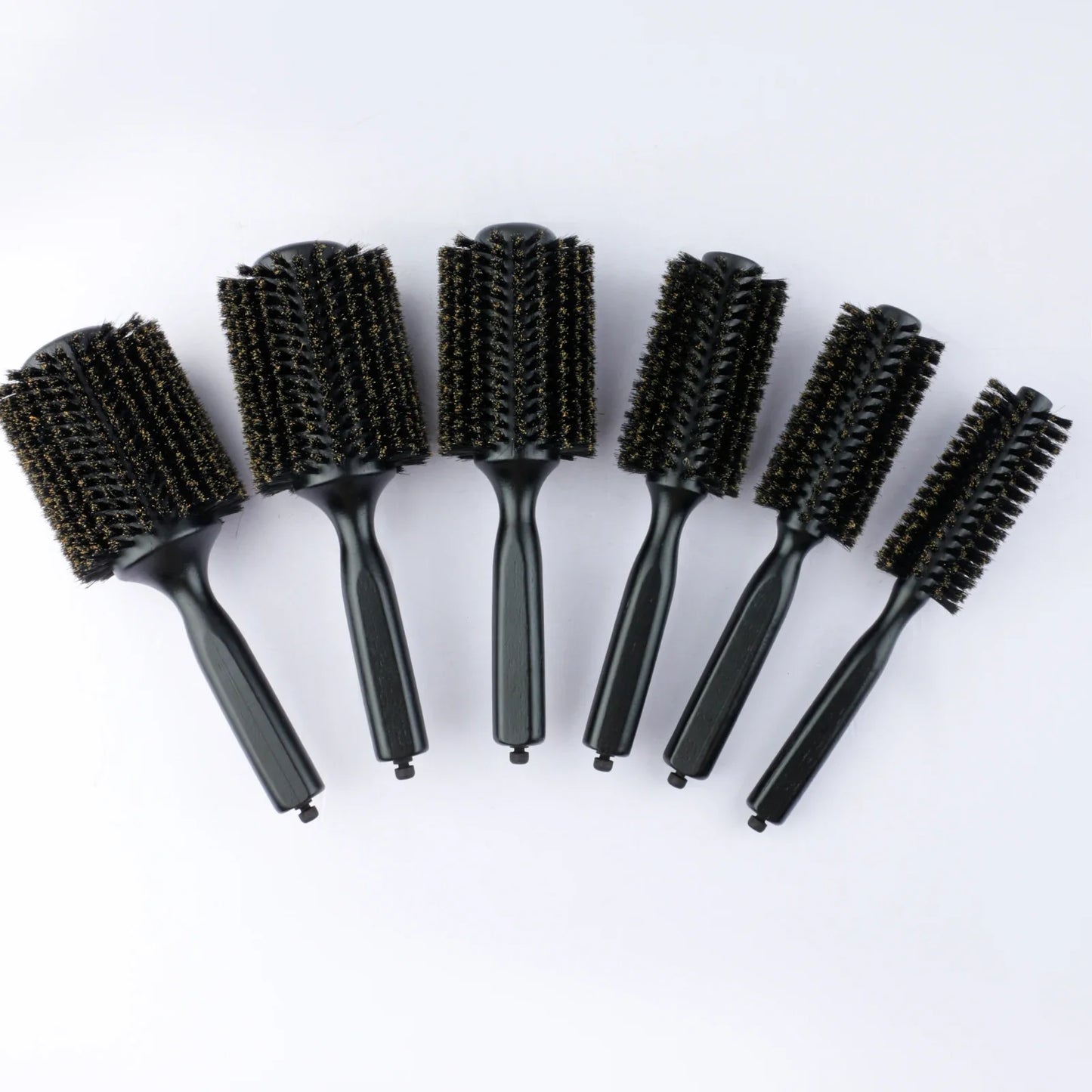 6 Sizes Boar Bristle Round Hair Brush Curly Hair Styling Comb Professional Removable Tail Barber Hairdresser Round Rolling Comb