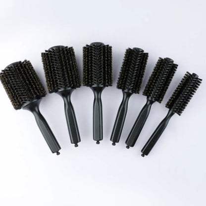 6 Sizes Boar Bristle Round Hair Brush Curly Hair Styling Comb Professional Removable Tail Barber Hairdresser Round Rolling Comb