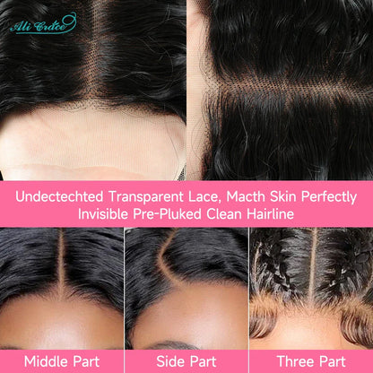 Ali Grace 4x4 Closure Wig Deep Wave Human Hair Wigs for Women Transparent Lace Closure Wig Bob Short Deep Wave Closure Bob Wig
