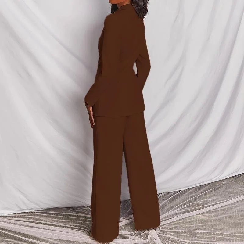 Hot Selling Professional Suit Set Solid Color Healthy Fabric 2024 Spring and Autumn New Women's Fit Suit Two-piece Set