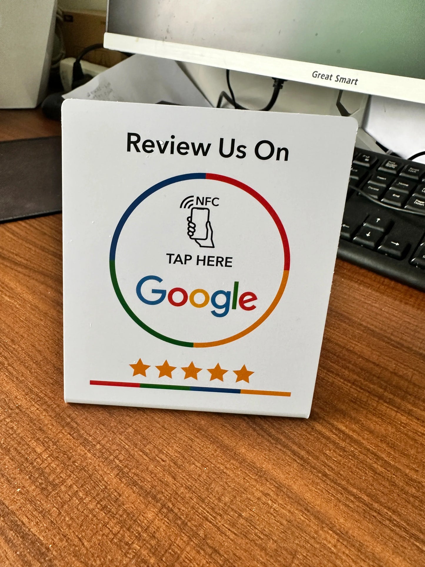 13.56Mhz programmable Google Review Card NFC station table Acrylic Stickers Waterproof NFC Stand Google Review Card