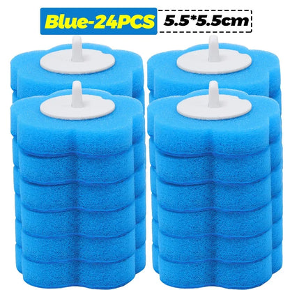 6-60PCS Toilet Disposable Replacement Head Foam Cleaning Sponges Heads Toilet Brush Refills No Dead Angle Bathroom Brush Heads