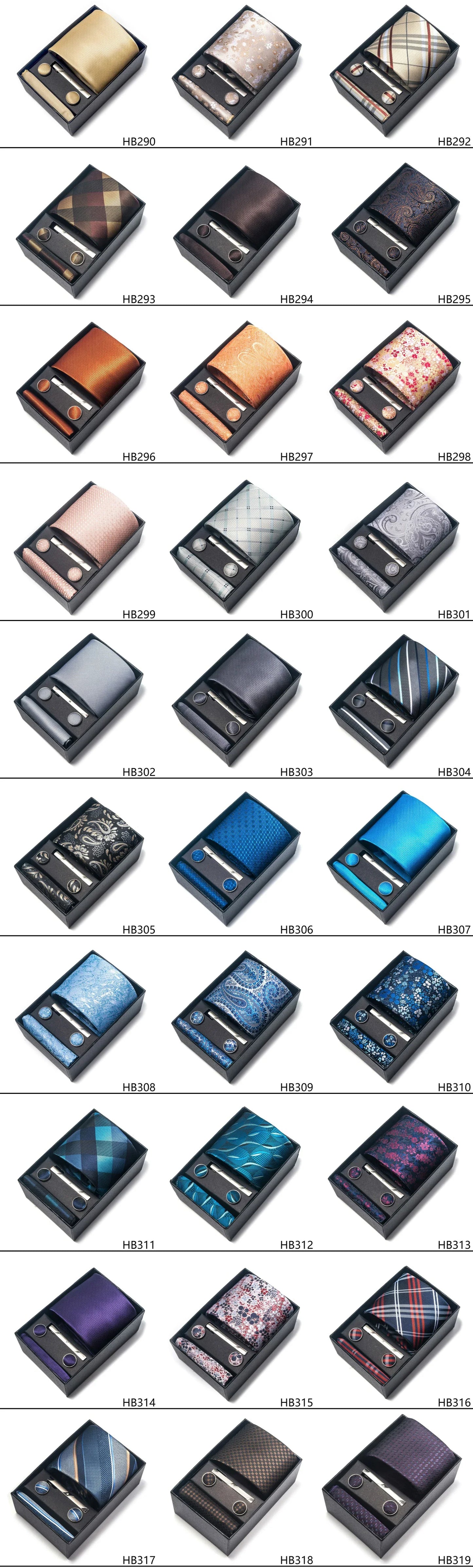 Luxury Brand 8 cm Tie Handkerchief Cufflink Clip Set For Men Wedding Gravata Suit Accessories Holiday Gift Box