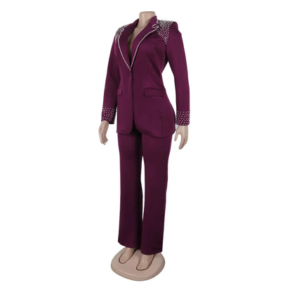 Customized 2 Piece Women Sets Plus Size Dashiki African New Arrival Matching Two Pieces Sets Blazer Coat Top Pants Suits Outfits