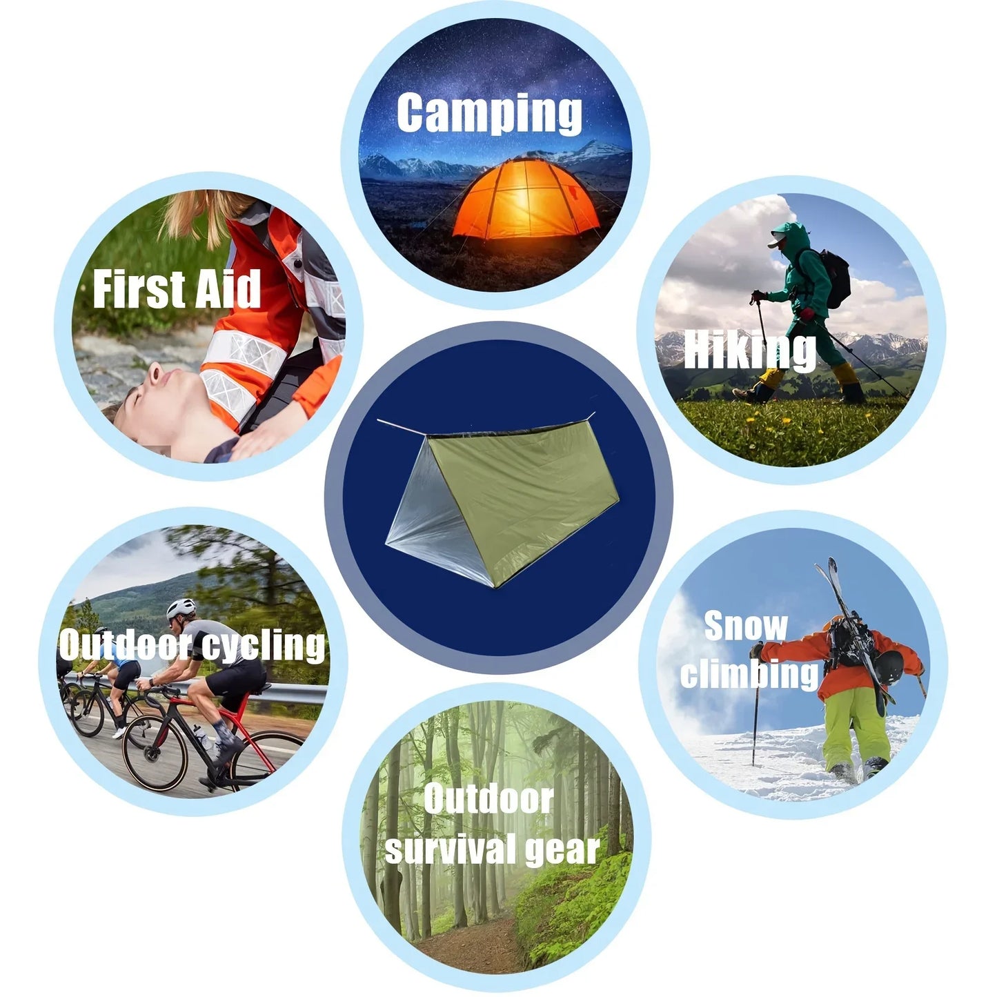 Emergency Tube Tent – Waterproof 2-Person Shelter, Reflects 90% Body Heat, 3 Colors