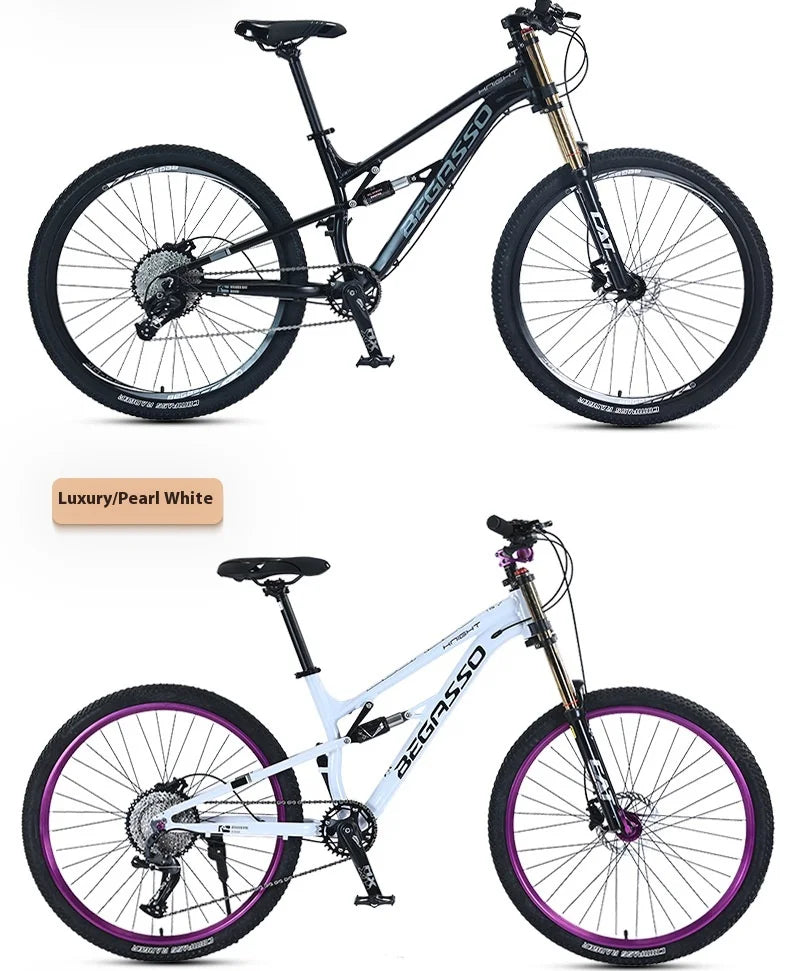 Men's Aluminum Alloy Mountain Bike – 27.5"/26" Soft Tail Full Suspension Adult MTB