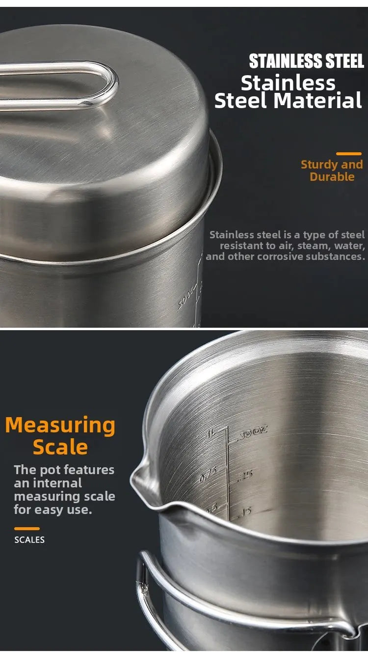 Portable Stainless Steel Wood Burning Camp Stove Set with 304 Cookware Pot for Outdoor Camping New