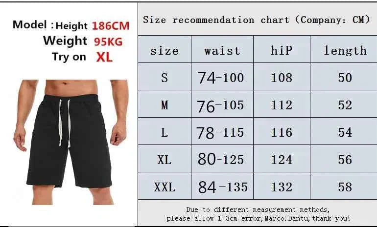 Men's Cotton Blend Beach Shorts – Loose Drawstring Casual Running & Sports Shorts