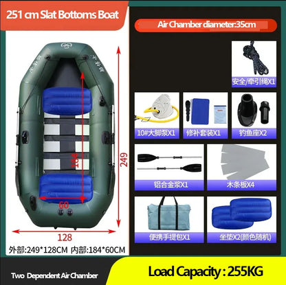 Inflatable Fishing Kayak with Air Deck & Clip Net – PVC, 1.75–3.6m