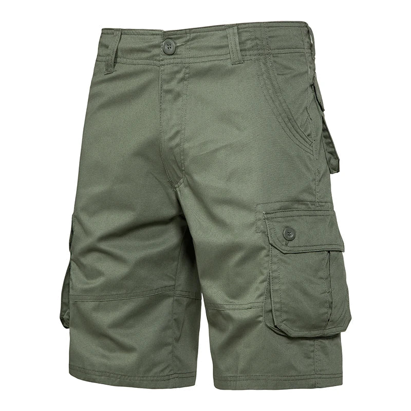 Men's Multi-Pocket Cotton Cargo Shorts – Loose Fit Outdoor & Beach Shorts