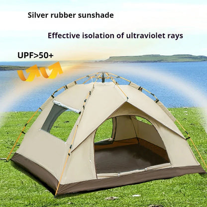 4-Person Automatic Pop-Up Camping Tent – 4-Season, Fiberglass Poles, 1500-2000mm Waterproof