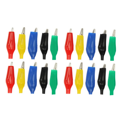 20 Pcs Crocodile type Clip 28MM Black Red Blue Black Yellow Soft Plastic Coated Testing Probe Mini Alligator Test Clips