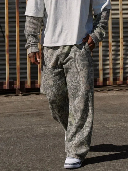 spring autumn Straight Casual Pants Men Camouflage Wide Leg Pants Breathable camouflage trousers loose Large size men sweatpants