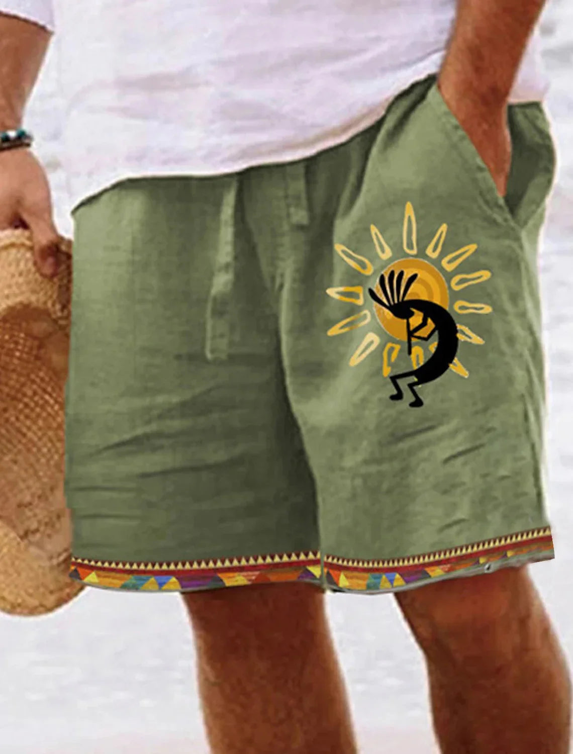 Men's Retro Sun & Moon Graphic Shorts – 3D Printed Breathable Street Shorts