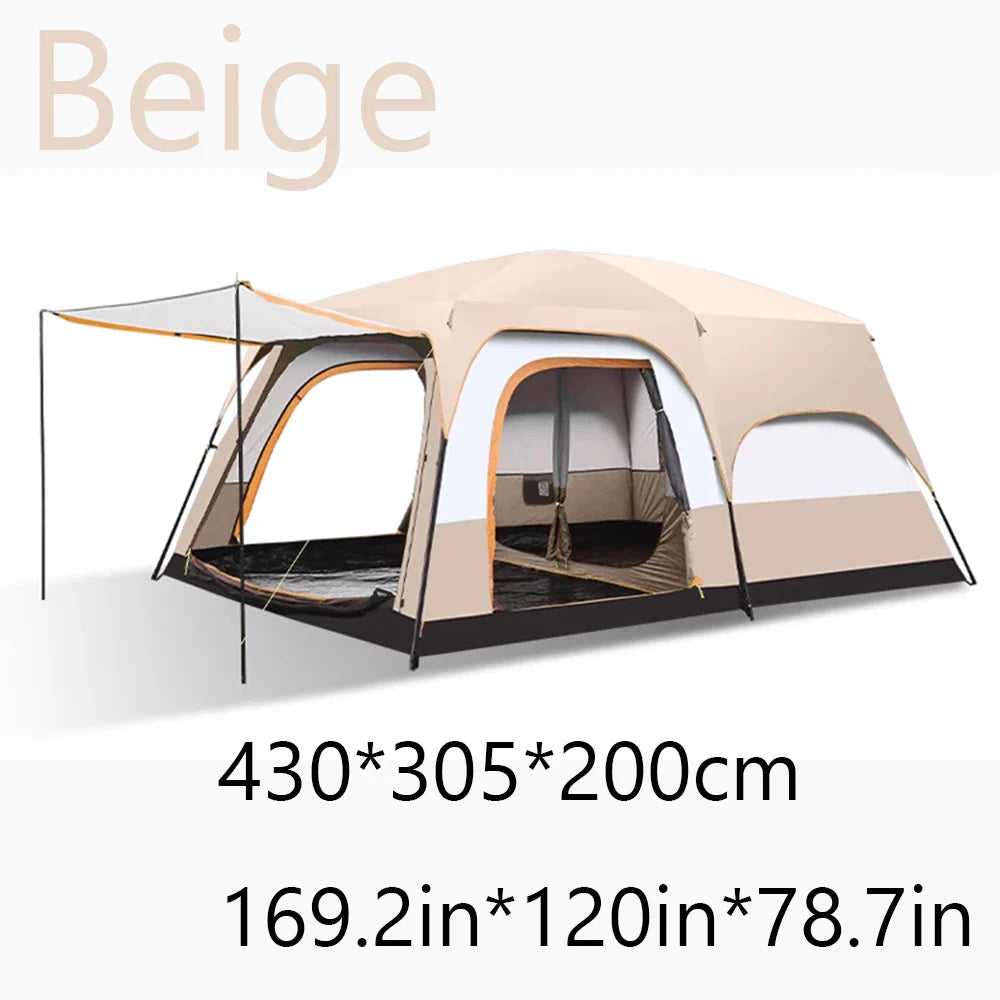 4-Season Camping Tent – 3-12 Person Waterproof Double Layer 2-Room Family Tent