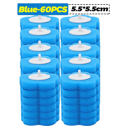 6-60PCS Toilet Disposable Replacement Head Foam Cleaning Sponges Heads Toilet Brush Refills No Dead Angle Bathroom Brush Heads