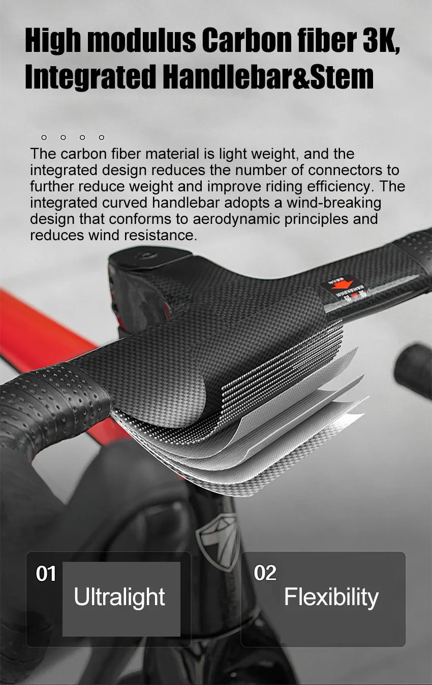 Cheap Mechanical Shifting Carbon Road Disc Bike 700*28C RS-24S Hydraulic Brake Racing Bicycle With Carbon 3K Handlebar For Sale