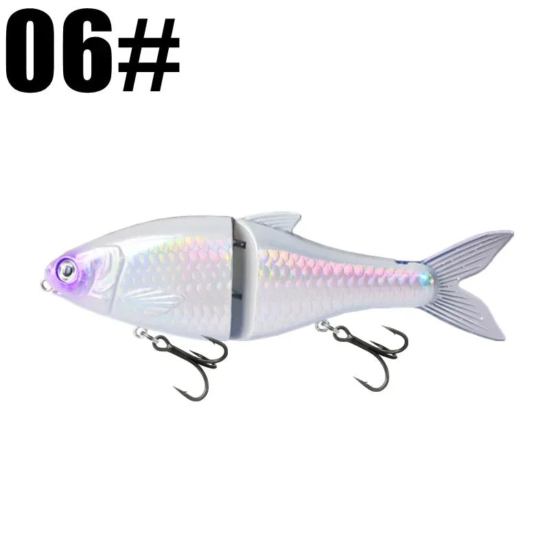 Jointed Glide Bait Swimbait – 125mm 37.5g Sinking Hard Lure with Treble Hooks, 7 Colors