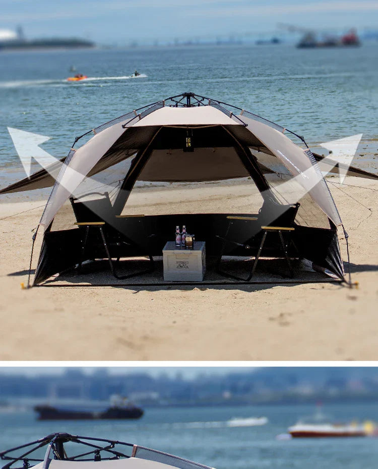 Sonuto Outdoor 3-4P One-Touch Camping Tent Quick Automatic Opening Beach Fishing Tent