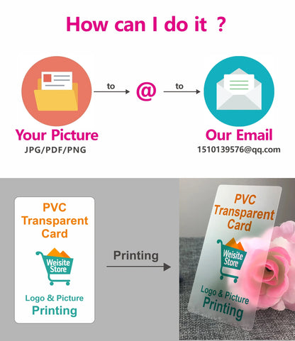 20/50/100/200PCS Transparent PVC Business Card Colorful Printing Personalized LOGO Text Thank You Card Free DESIGN 0.38mm