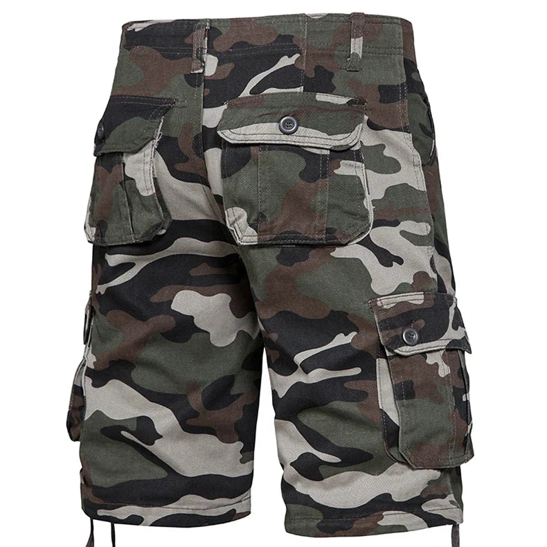 Men's Camo Cargo Shorts – Breathable Cotton Outdoor Sports Half Pants with Side Pockets