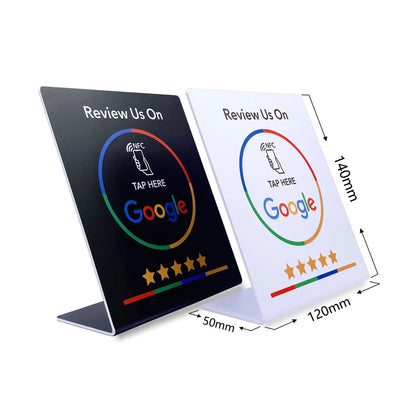 13.56Mhz programmable Google Review Card NFC station table NFC Google Reviews display bending card standing brand bracket