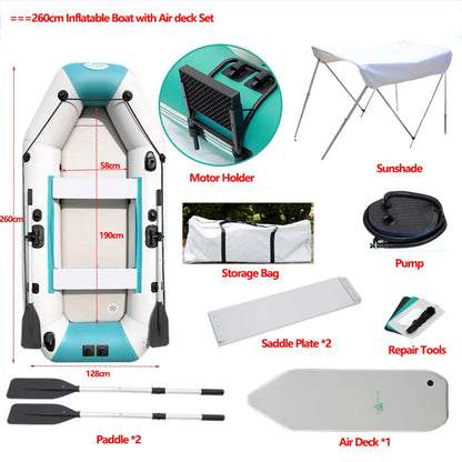 2.0~3.6m Inflatable Boat Air Deck Set 2+1 Air Chamber 0.9mm Thickened PVC 3-layer Mesh Wear Resistance Kayaks LUYA Fishing Boat