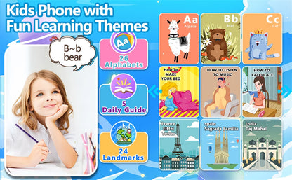 32GB Kids Smart Phone 2.8'' IPS Mini Toy Phone Music Player  28 Games Alarm Clock Flashlight Dual Camera Educational Funny Toys