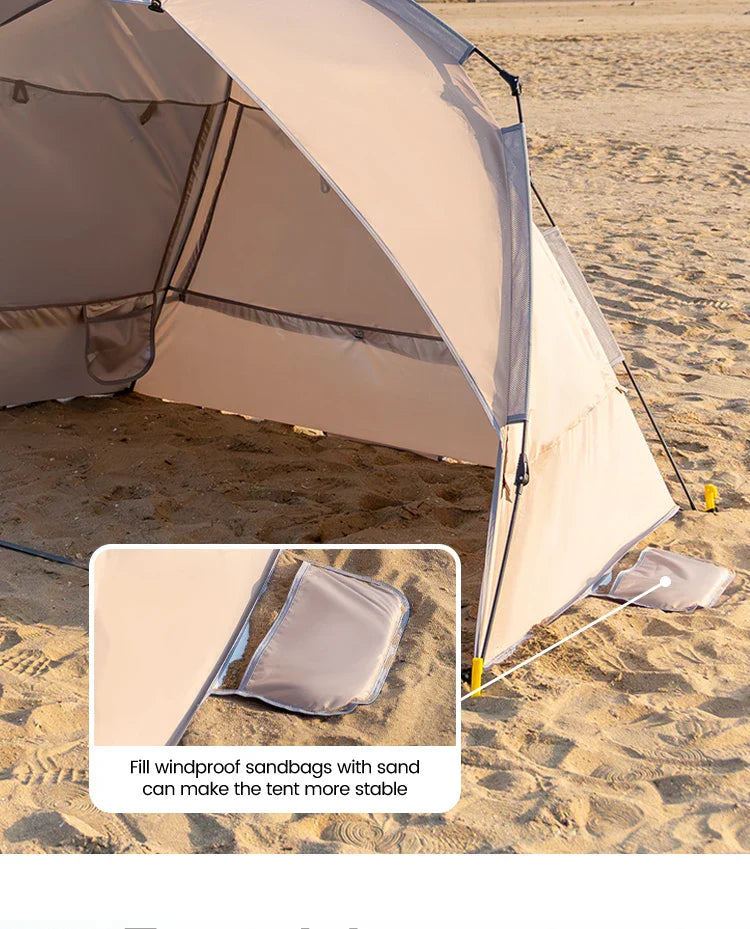 Sonuto Outdoor 3-4P One-Touch Camping Tent Quick Automatic Opening Beach Fishing Tent