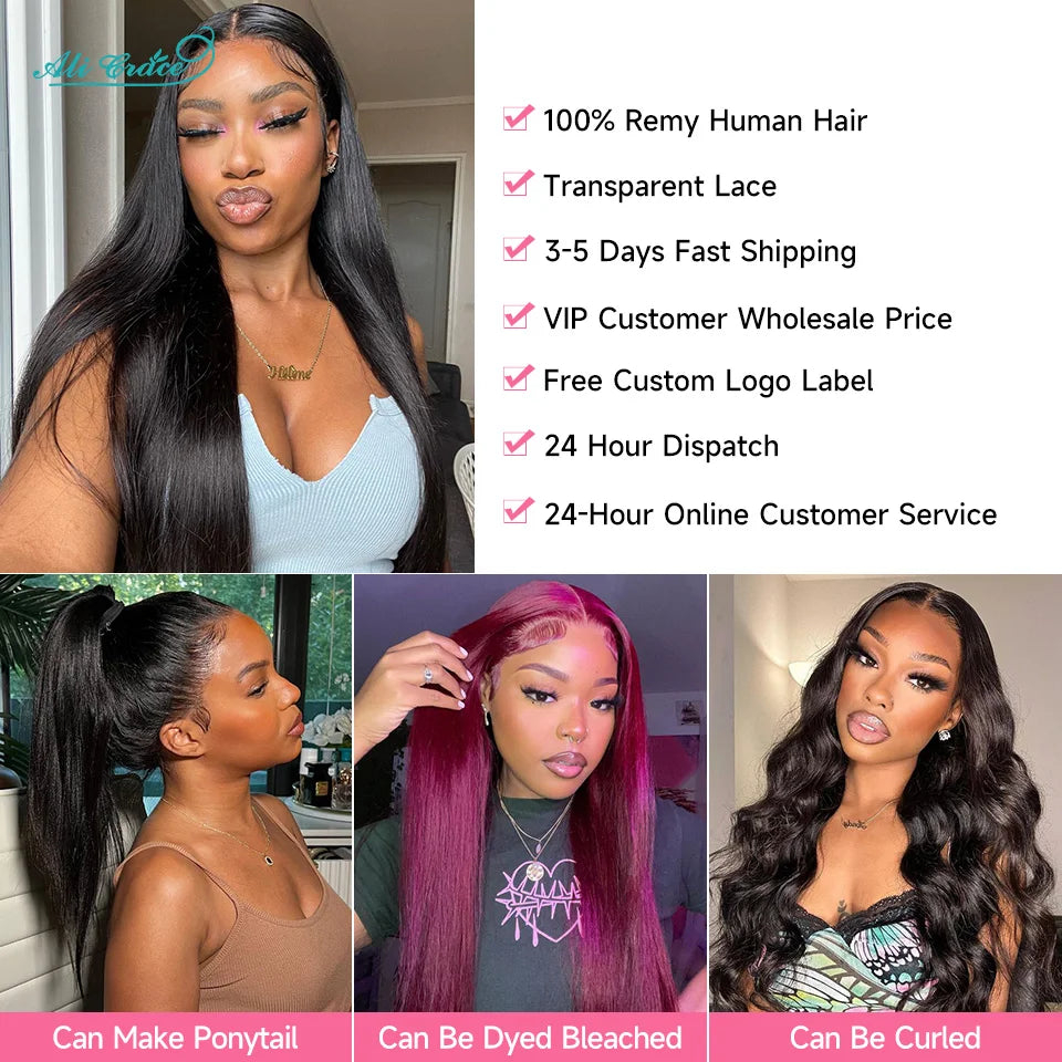 Ali Grace Glueless Wig 5x6 Straight Human Hair Wear&Go 4x4 Lace Closure Wig PrePlucked Hairline 13x4 Lace Front Human Hair Wigs
