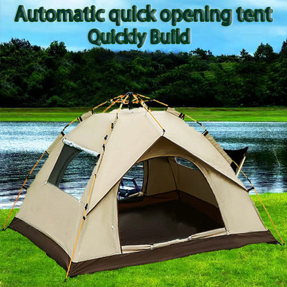 4-Person Automatic Pop-Up Camping Tent – 4-Season, Fiberglass Poles, 1500-2000mm Waterproof