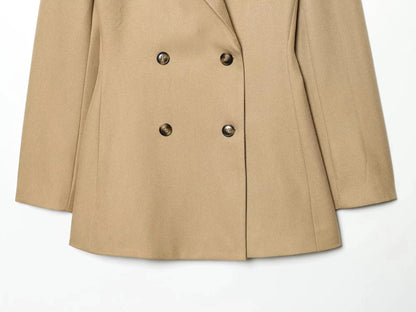KONDALA Office Lady Chic Women Blazer Suit Double Breasted Long Sleeve Blazer Long Zipper Pants New Fashion 2026 Spring Suit