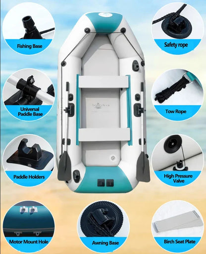 2.0~3.6m Inflatable Boat Air Deck Set 2+1 Air Chamber 0.9mm Thickened PVC 3-layer Mesh Wear Resistance Kayaks LUYA Fishing Boat