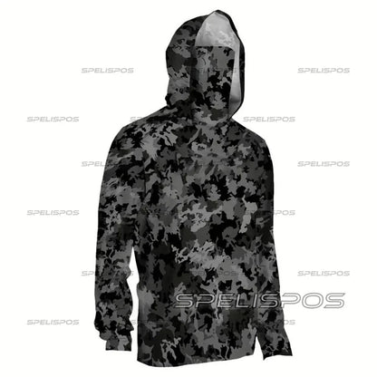 Men's Long Sleeve Fishing Hoodie Shirt – Sun Protection, Breathable Jersey for Fishing & Hunting