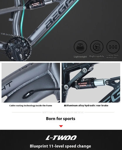 Men's Aluminum Alloy Mountain Bike – 27.5"/26" Soft Tail Full Suspension Adult MTB