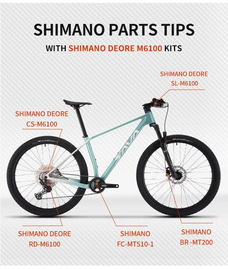SAVA New Lantop 612 Carbon Fiber Mountain Bike, MTB Adult Bikes Mountain with SHIMANO DEORE M6100 12-Speed Components Bicycle