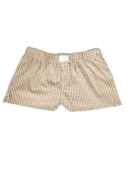 Women’s Y2K Retro Cleanfit Plaid Print Elastic Low Waist Button Front Aesthetic Loungewear Loose Shorts Boxers Streetwear