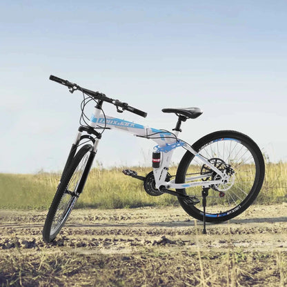 26" Foldable Mountain Bike for Men - 21-Speed All-Terrain Commuter with Dual Disc Brakes