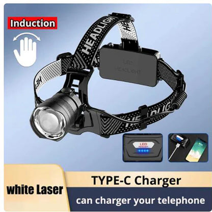 300000000LM Upgrade 4*White laser Headlamp Fishing Headlight 18650 Battery Flashlight USB Rechargeable Head Lights Torch Lantern