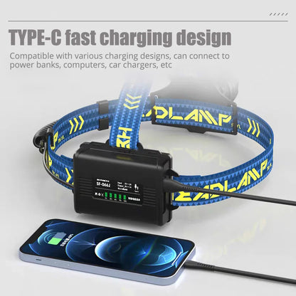 300000000LM Upgrade 4*White laser Headlamp Fishing Headlight 18650 Battery Flashlight USB Rechargeable Head Lights Torch Lantern
