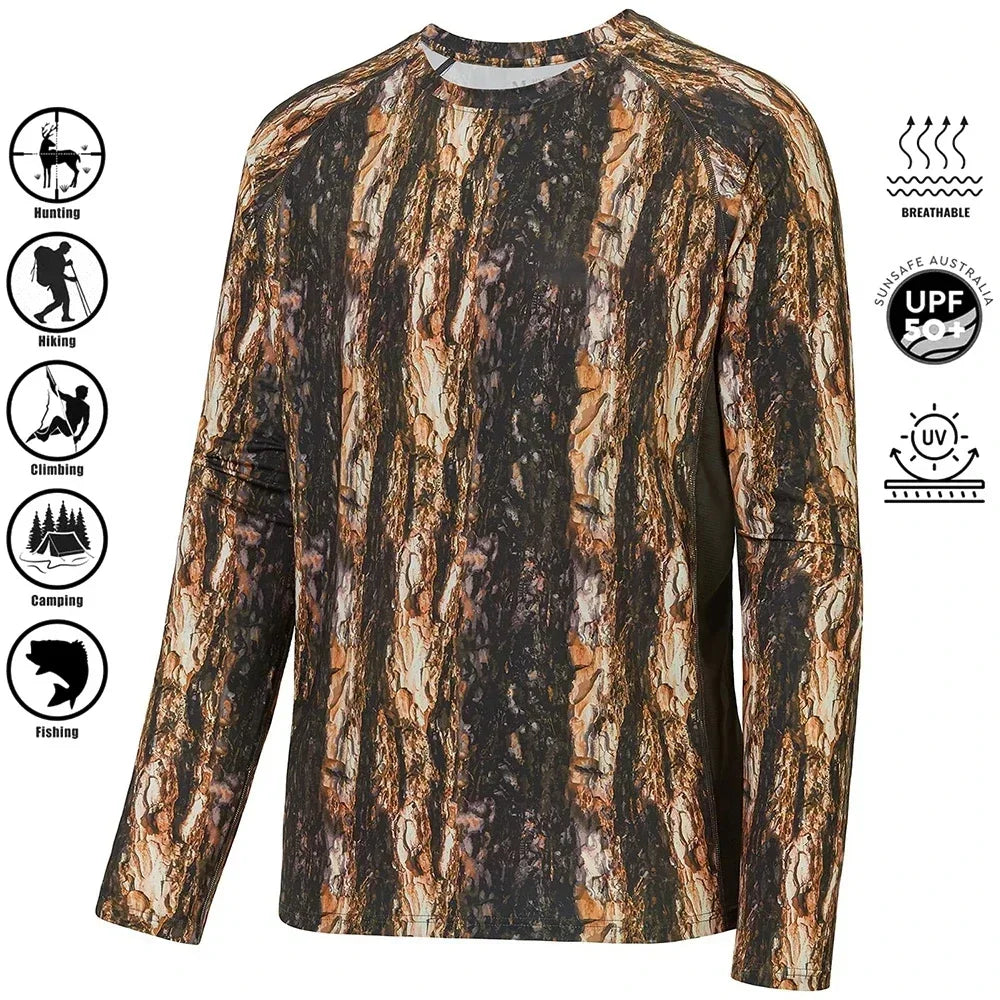 Men's Camouflage Long Sleeve Fishing Shirt – Casual Outdoor Sportswear